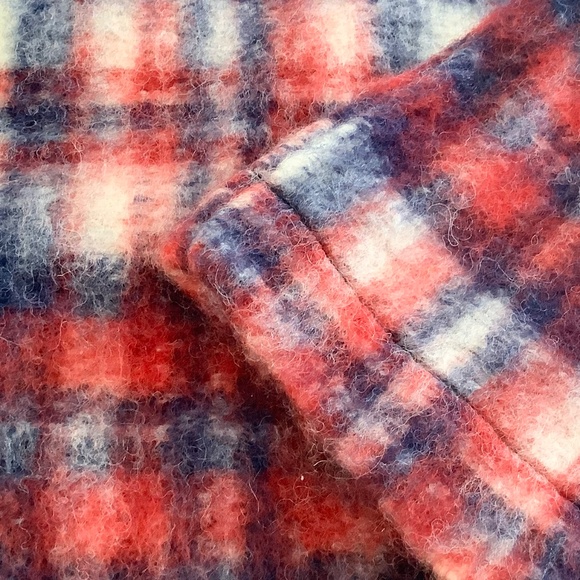 Madewell Nicolette Brushed Plaid Popover Top XS Wool Blend Pockets - Picture 10 of 13